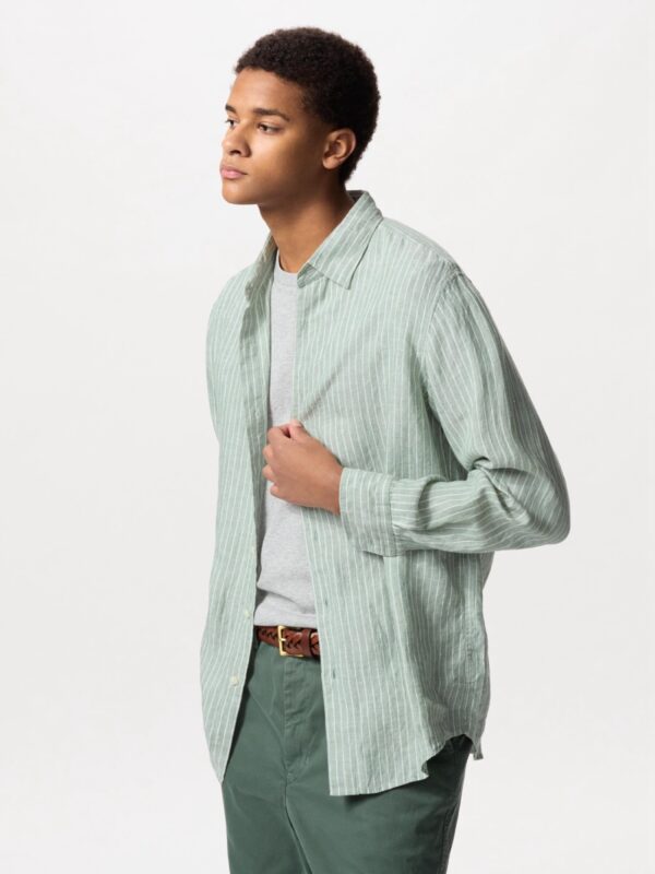 French Linen Striped Shirt/Long-sleeved Linen Shirt
