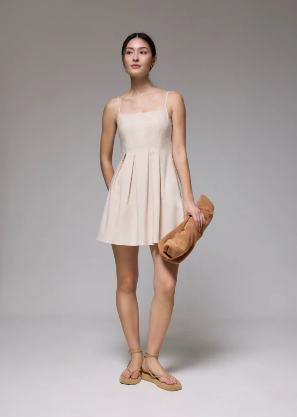 Linen Square Neck Fit & Flare Mini Dress