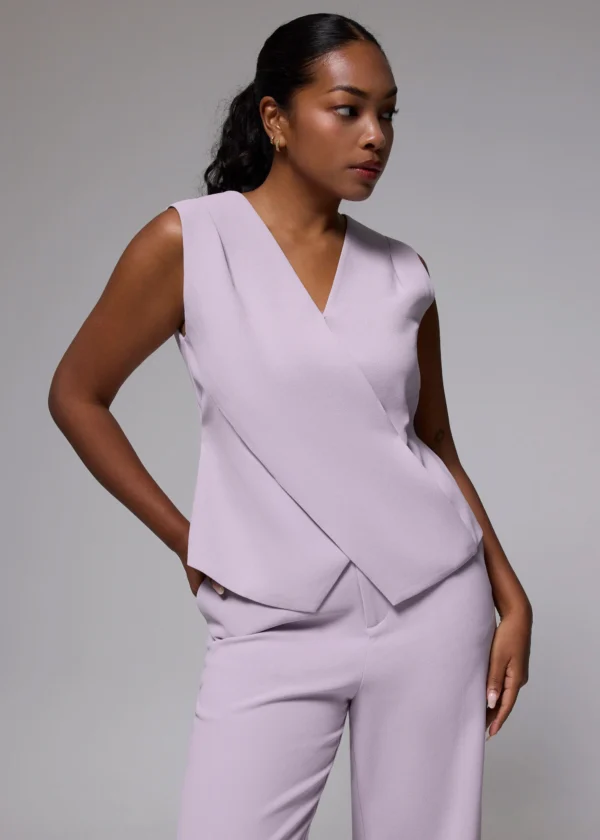 Sleeveless Tailored Cross Over Top
