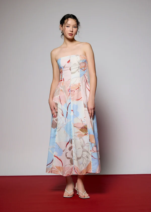Padded Tube Maxi Dress in Tossed Blooms