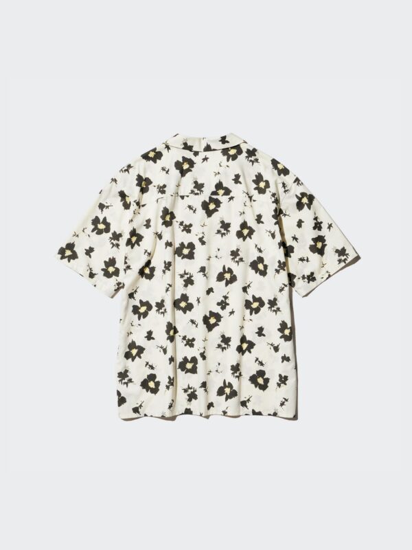 Modal Cotton Blend Printed Open Collar Shirt/Short Sleeve Shirt